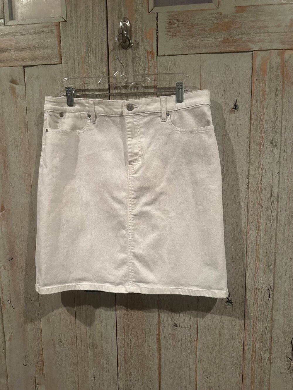 Talbots White Denim Skirt Size 12